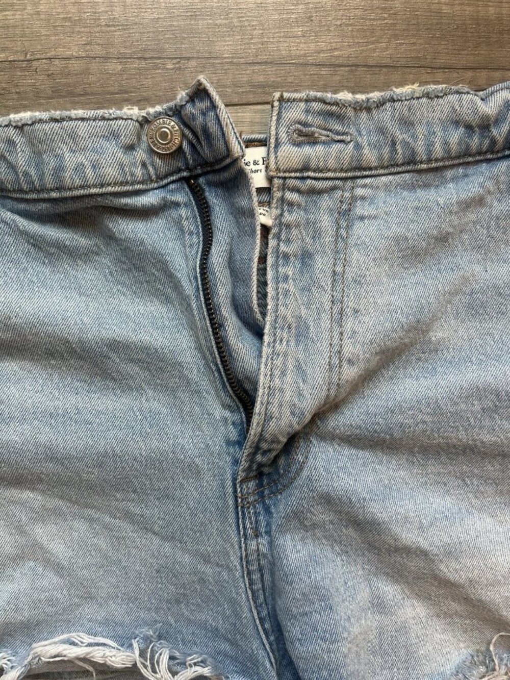 Abercrombie & Fitch Jorts Short Curve Love 35/20 Sparkle Fringe Denim Shorts Y2K - Picture 9 of 14